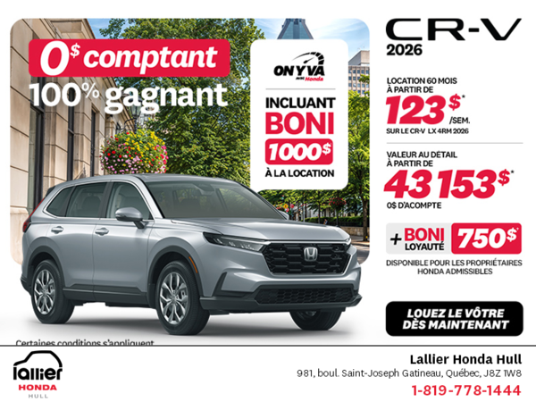 Obtenez la Honda CR-V 2026!
