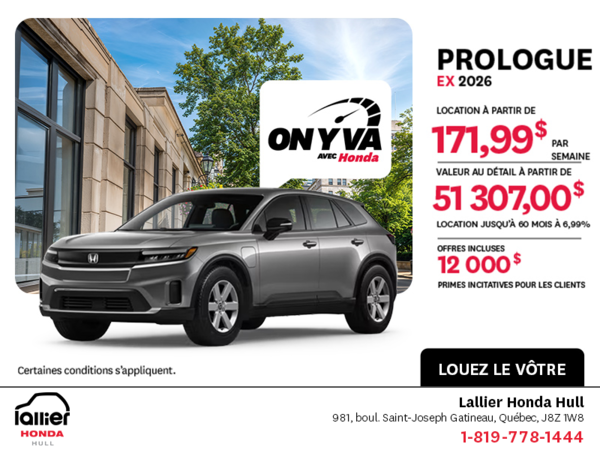 Obtenez la Honda Prologue 2026 !