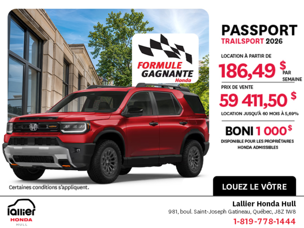 Obtenez la Honda Passport 2026 !