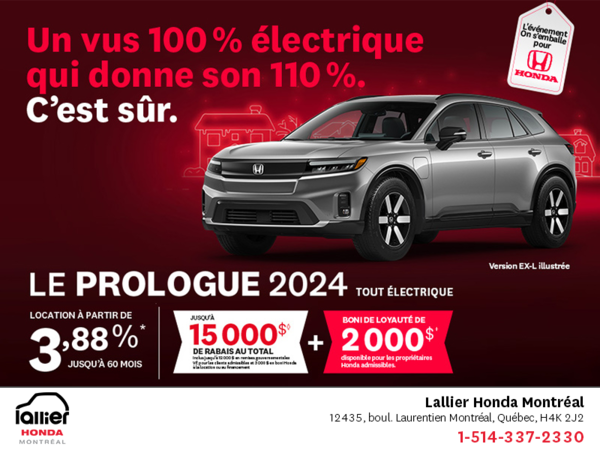 Obtenez le Honda Prologue 2024 !