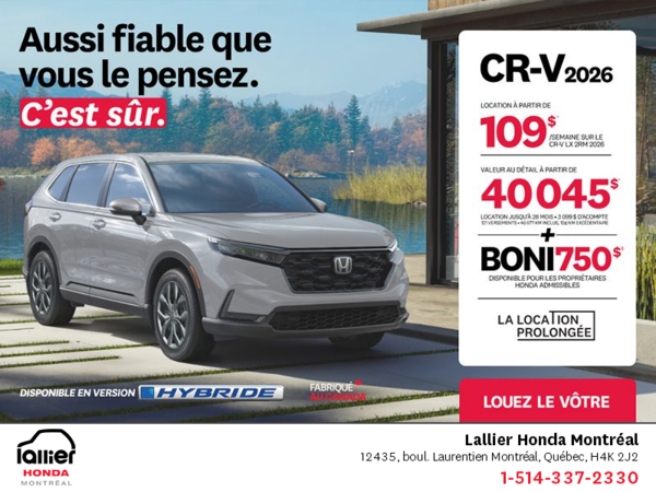 Obtenez le Honda CR-V 2026!