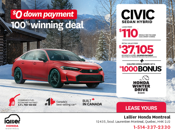 Get the 2026 Honda Civic Sedan Hybrid!