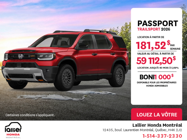 Obtenez le Honda Passport 2026 !