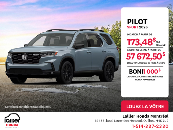Obtenez le Honda Pilot 2026 !