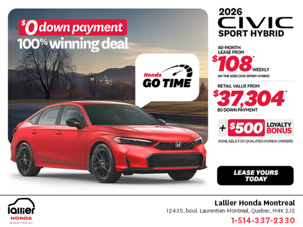 Get the 2026 Honda Civic Sedan Hybrid!