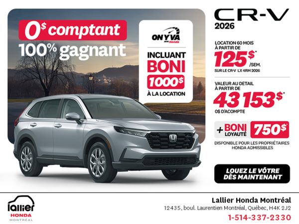 Obtenez le Honda CR-V 2026!