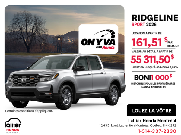 Obtenez le Honda Ridgeline 2026 !