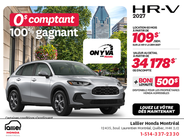 Obtenez la Honda HR-V 2027!