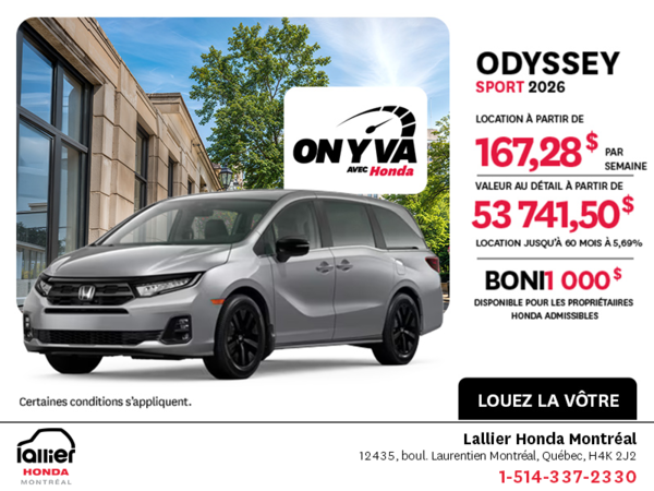 Obtenez la Honda Odyssey 2026 !