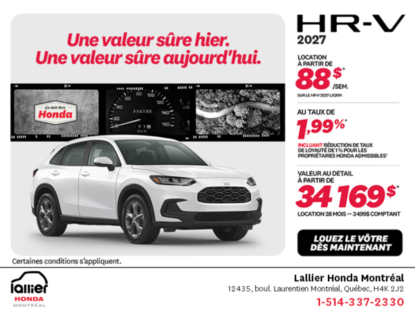 Obtenez la Honda HR-V 2027!