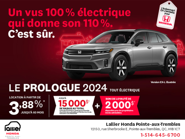 Obtenez le Honda Prologue 2024 !