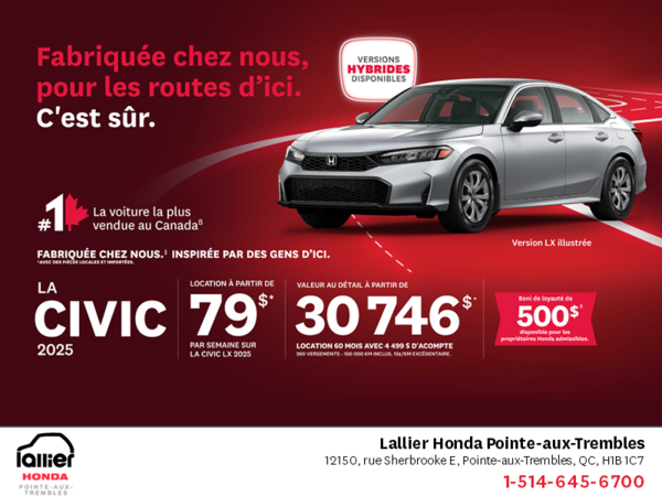 Obtenez le Honda Civic 2025 !