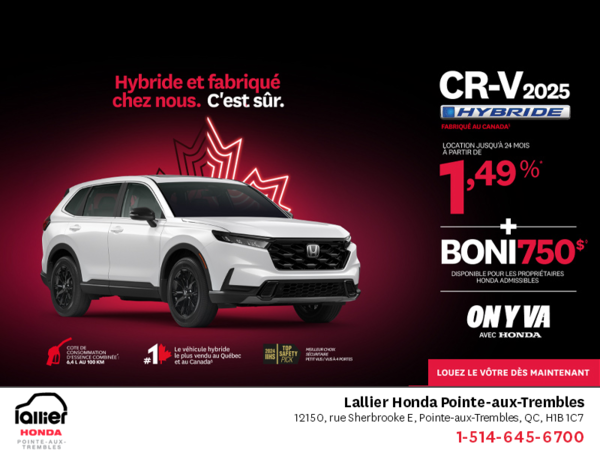 Obtenez le Honda CR-V Hybride 2025!