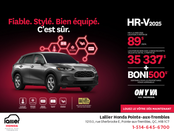 Obtenez le Honda HR-V 2025!