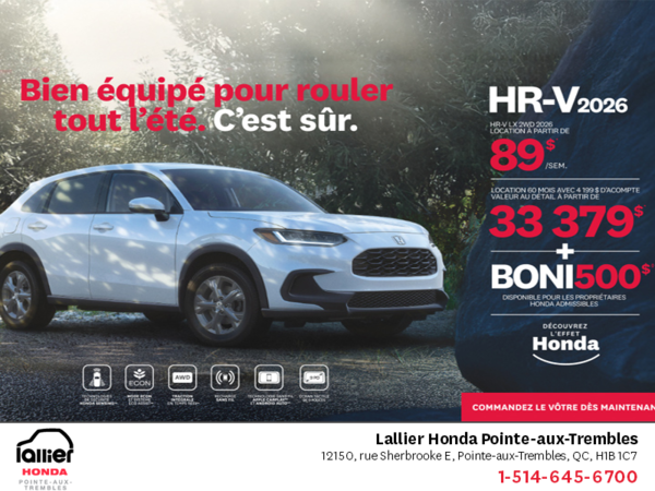 Obtenez le Honda HR-V 2026!