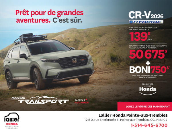 Obtenez le Honda CR-V Hybride 2026!