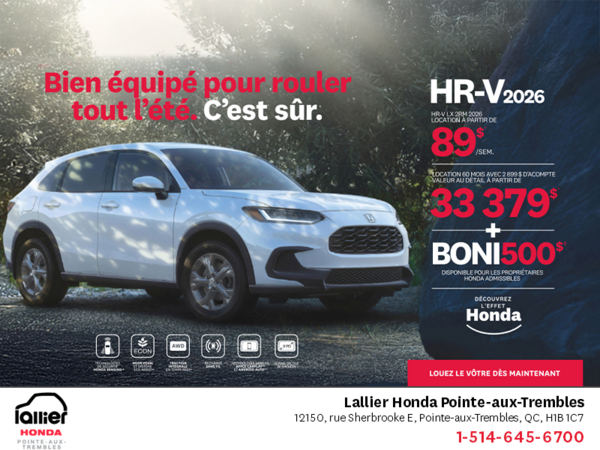 Obtenez le Honda HR-V 2026!