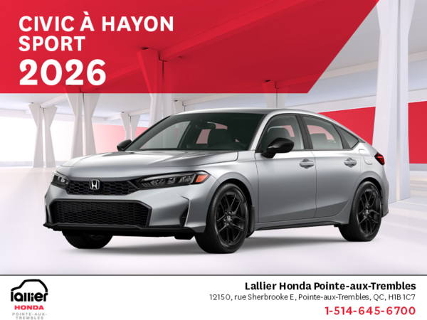 Obtenez le Honda Civic à Hayon 2026 !