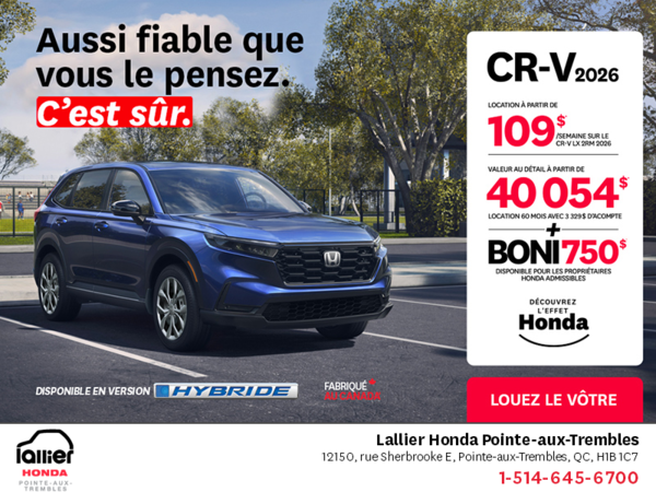 Obtenez le Honda CR-V 2026!