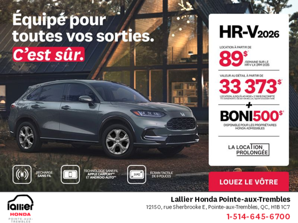 Obtenez le Honda HR-V 2026!