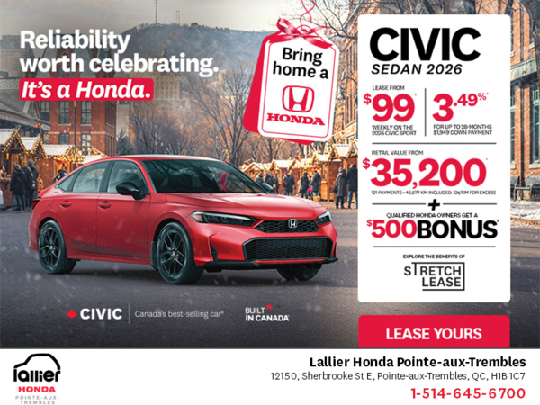 Get the 2026 Honda Civic Sport!