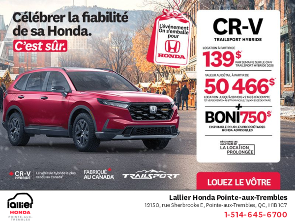 Obtenez le Honda CR-V Hybride 2026!