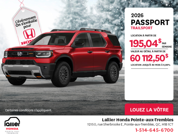 Obtenez le Honda Passport 2026 !