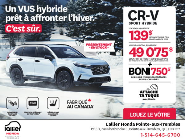 Obtenez le Honda CR-V Hybride 2026!