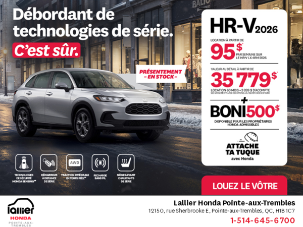 Obtenez le Honda HR-V 2026!