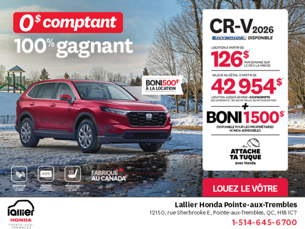 Obtenez le Honda CR-V 2026!