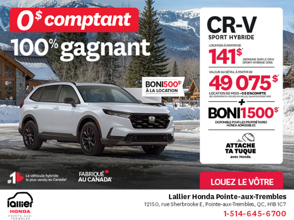 Obtenez le Honda CR-V Hybride 2026!
