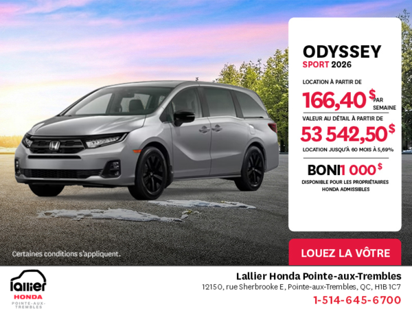 Obtenez le Honda Odyssey 2026 !