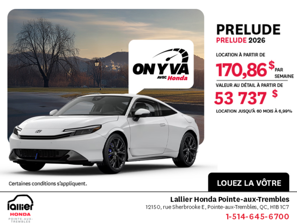 Obtenez la Honda Prelude 2026 !
