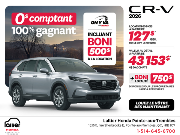 Obtenez le Honda CR-V 2026!