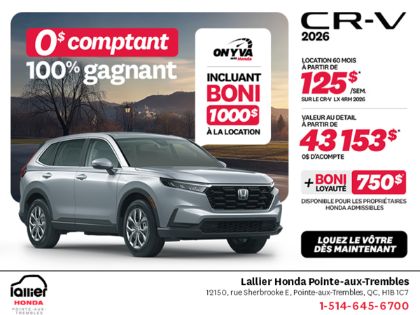 Obtenez le Honda CR-V 2026!
