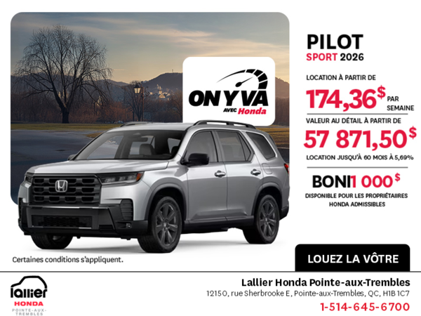 Obtenez le Honda Pilot 2026 !