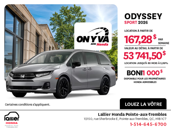 Obtenez la Honda Odyssey 2026 !