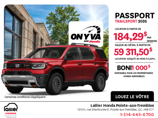 Obtenez la Honda Passport 2026 !