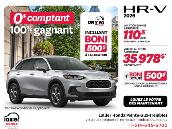 Obtenez le Honda HR-V 2026!