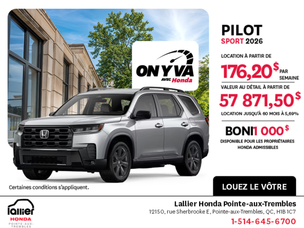Obtenez le Honda Pilot 2026 !