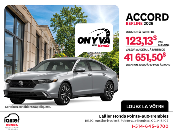 Obtenez la Honda Accord 2026 !