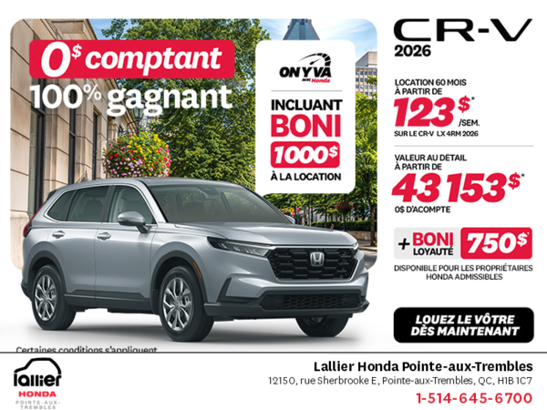 Obtenez la Honda CR-V 2026!
