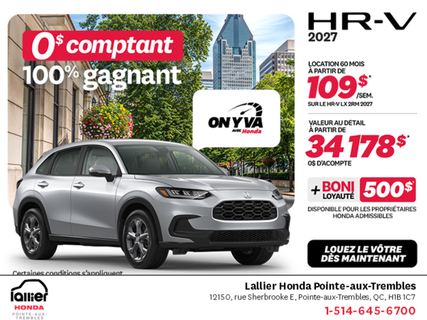 Obtenez la Honda HR-V 2027!
