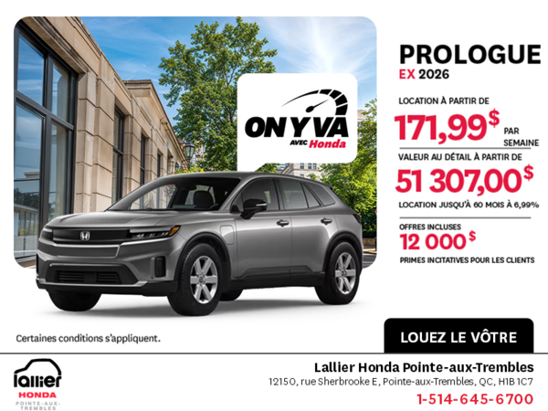Obtenez la Honda Prologue 2026 !