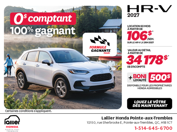 Obtenez la Honda HR-V 2027!