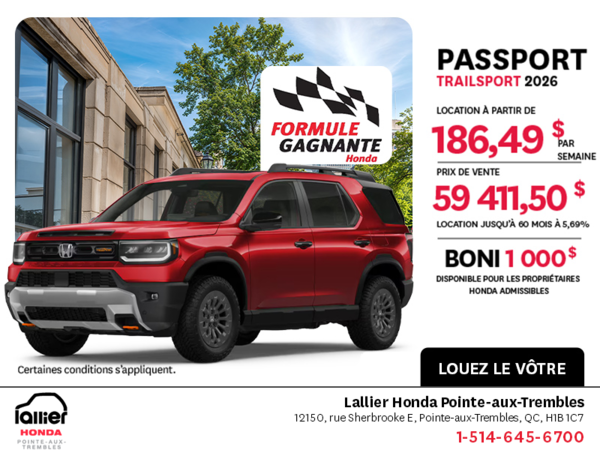 Obtenez la Honda Passport 2026 !