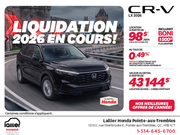 Obtenez la Honda CR-V 2026!