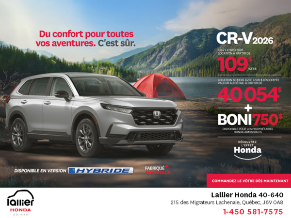 Obtenez le Honda CR-V 2026!
