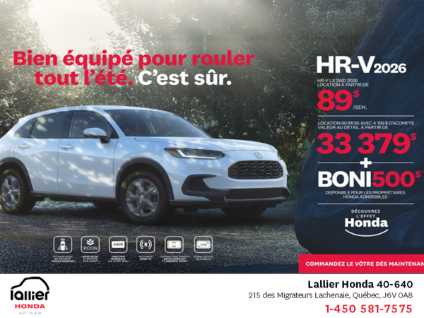 Obtenez le Honda HR-V 2026!