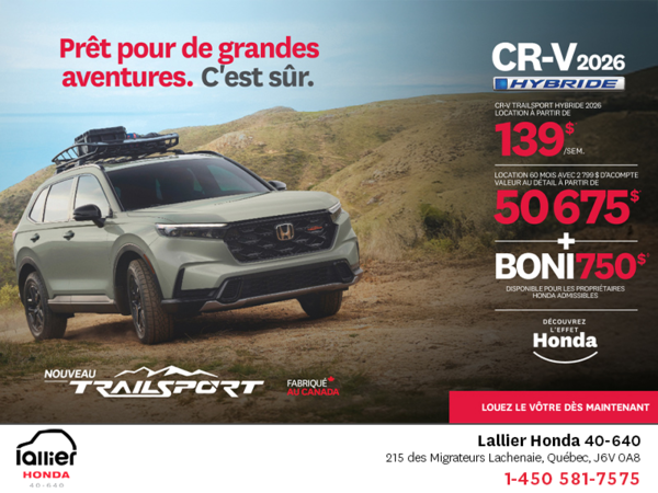 Obtenez le Honda CR-V Hybride 2026!